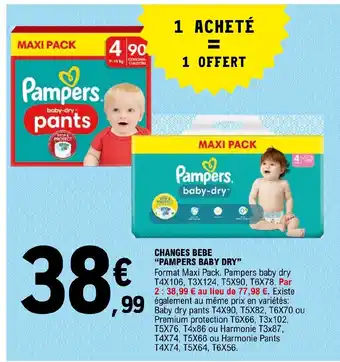 E.Leclerc CHANGES BEBE "PAMPERS BABY DRY" offre