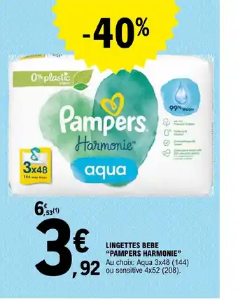 E.Leclerc LINGETTES BEBE "PAMPERS HARMONIE offre