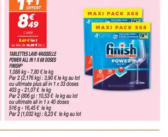 Netto TABLETTES LAVE-VAISSELLE POWER ALL IN 1 X 68 DOSES FINISH offre