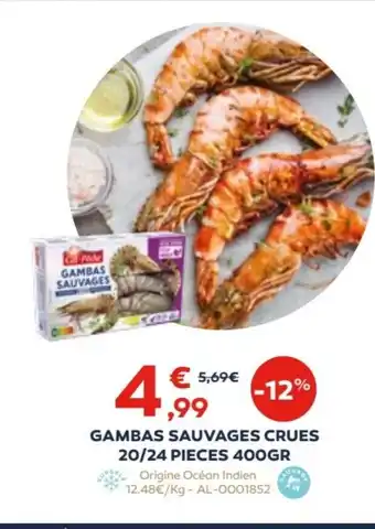 Cabesto GAMBAS SAUVAGES CRUES 20/24 PIECES 400GR offre