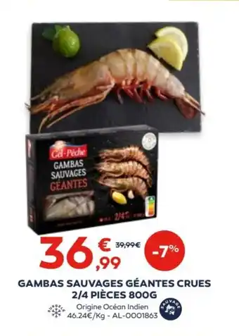 Cabesto GAMBAS SAUVAGES GÉANTES CRUES 2/4 PIÈCES 800G offre