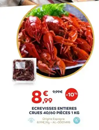 ECREVISSES ENTIERES CRUES 40/60 PIÈCES 1 KG