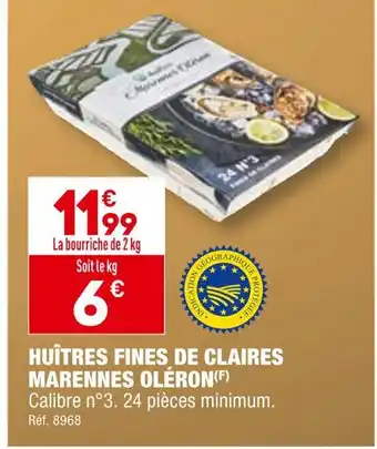 ALDI Huîtres fines de claires marennes oléron offre