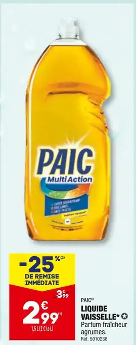 ALDI Paic liquide vaisselle offre