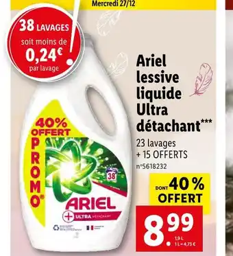 Lidl Ariel ariel lessive liquide ultra détachant offre