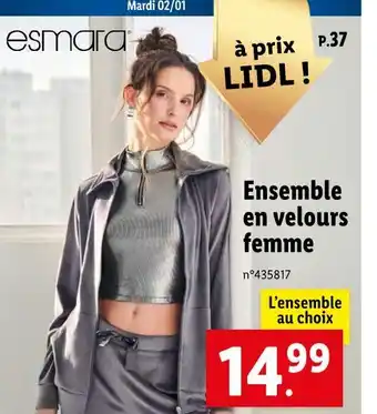 Lidl Esmara ensemble en velours femme offre