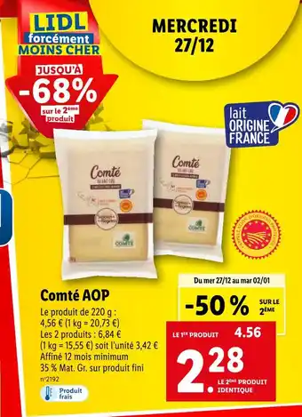 Lidl Saveurs de nos regions comté aop offre