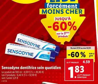 Lidl Sensodyne sensodyne dentifrice soin quotidien offre