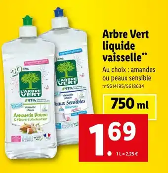 Lidl L'arbre vert liquide vaisselle offre