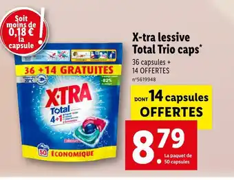 Lidl X-tra lessive total trio caps offre