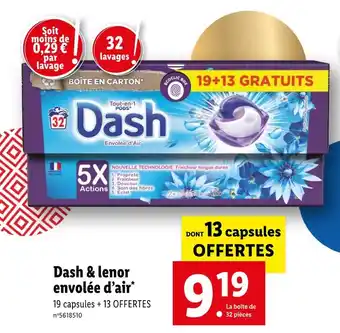 Lidl Dash & lenor dash & lenor envolée d’air offre