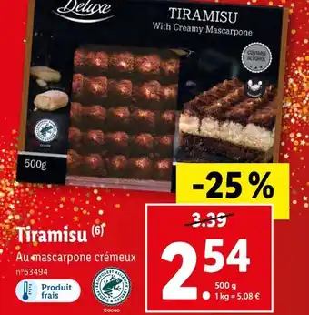 Lidl Deluxe tiramisu offre