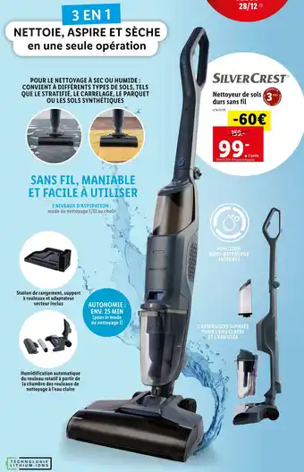 Lidl Silver crest nettoyeur de sols durs sans fil offre
