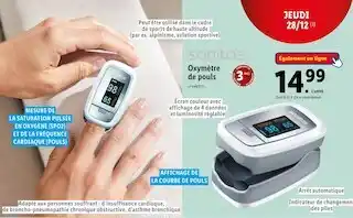 Lidl Sanitas oxymètre de pouls offre