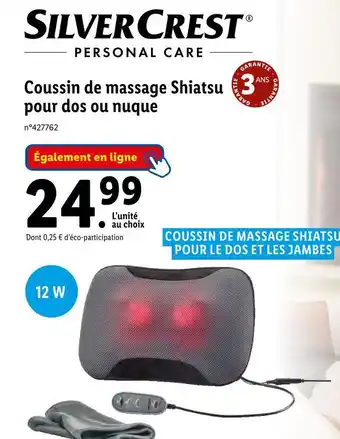 Silver crest coussin de massage shiatsu pour dos ou nuque