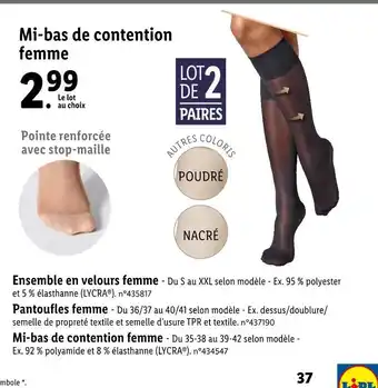 Lidl Mi-bas de contention femme offre