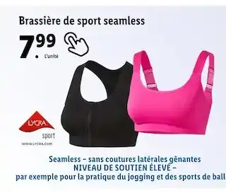 Lidl Lycra brassière de sport seamless offre
