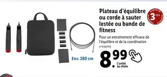 Lidl Plateau d’équilibre ou corde à sauter lestée ou bande de fitness offre