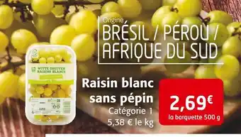 Raisin blanc sans pépin