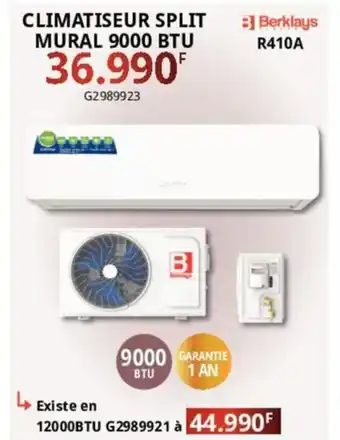 CLIMATISEUR SPLIT B MURAL 9000 BTU