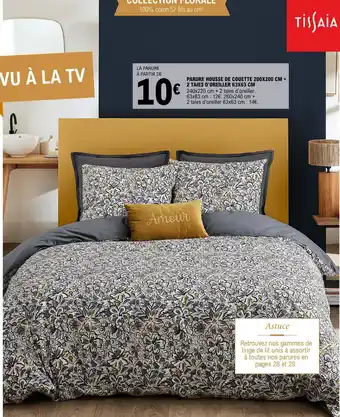 E.Leclerc PARURE HOUSSE DE COUETTE 200X200 CM + 2 TAIES D'OREILLER 63X63 CM 240x220 offre