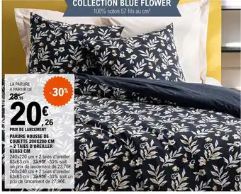 E.Leclerc PARURE HOUSSE DE COUETTE 200X200 CM + 2 TAIES D'OREILLER 63X63 CM offre