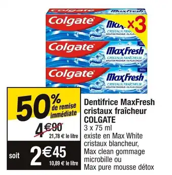 Migros Dentifrice maxfresh cristaux offre