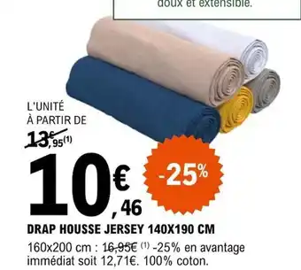 E.Leclerc DRAP HOUSSE JERSEY 140X190 CM offre