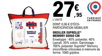 E.Leclerc OREILLER SUPRELLEⓇ MEMORY 60X60 CM offre