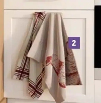 E.Leclerc LOT DE 2 TORCHONS 50X70 CM "HOMESIDE" 100% coton. offre