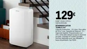 E.Leclerc DÉSHUMIDIFICATEUR "QLIMA D 210" offre