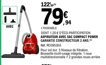 E.Leclerc ASPIRATEUR AVEC SAC COMPACT POWER GARANTIE CONSTRUCTEUR 2 ANS. offre
