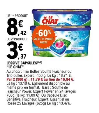 E.Leclerc LESSIVE CAPSULES(¹)(²) "LE CHAT" offre