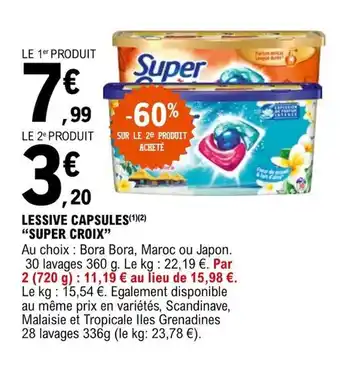 E.Leclerc LESSIVE CAPSULES(¹)(2) "SUPER CROIX" offre