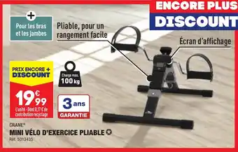 ALDI MINI VÉLO D'EXERCICE PLIABLE offre