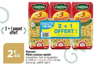 Bi1 Panzani Pâtes cuisson rapide offre