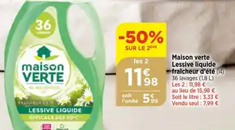 Bi1 Maison verte Lessive liquide fraîcheur d'été offre