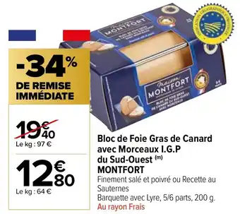Carrefour Market Bloc de Foie Gras de Canard avec Morceaux I.G.P offre