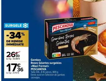 Carrefour Market Gambas Roses Géantes surgelées Maxi Format PESCANOVA offre