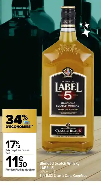 Carrefour Market Blended Scotch Whisky LABEL 5 offre