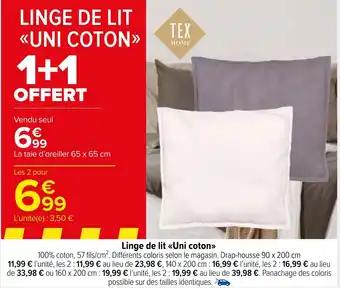 Carrefour Market Linge de lit <<Uni coton>> offre