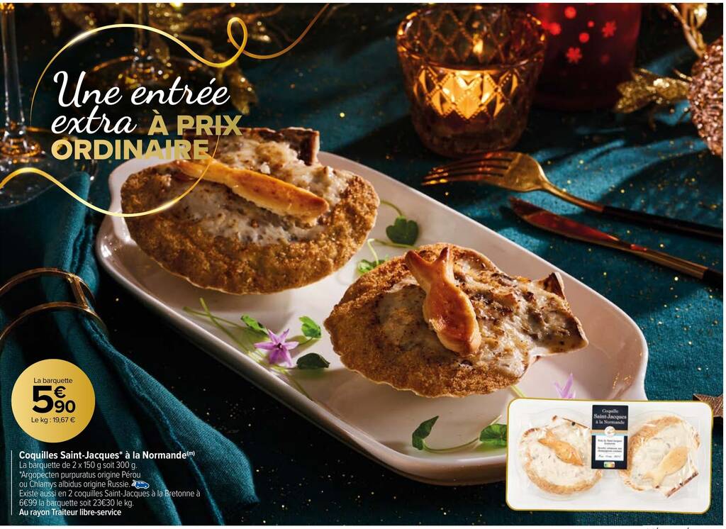 Promo Coquilles SaintJacques* à la Normande(m) chez Carrefour Market