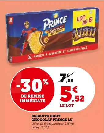Super U BISCUITS GOUT CHOCOLAT PRINCE LU offre