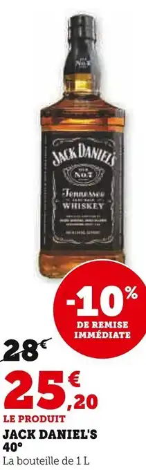 Super U JACK DANIEL'S 40° offre