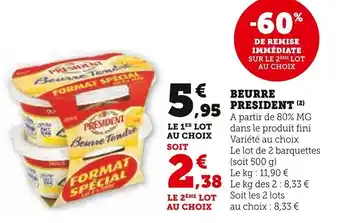 Super U BEURRE PRESIDENT offre