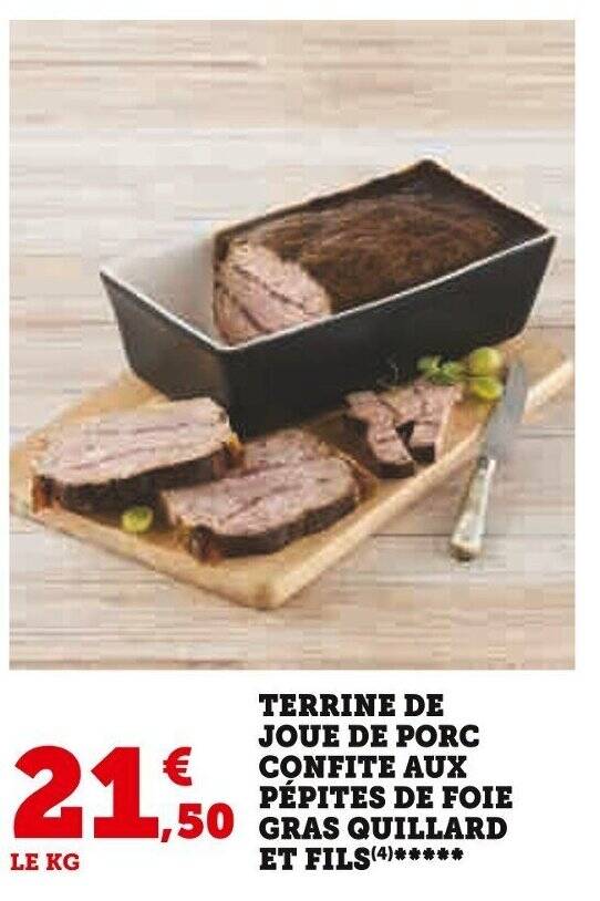 Promo TERRINE DE JOUE DE PORC CONFITE AUX PÉPITES DE FOIE ,50 GRAS