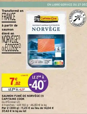 Intermarché Hyper SAUMON FUMÉ DE NORVÈGE (1) CAPITAINE COOK offre