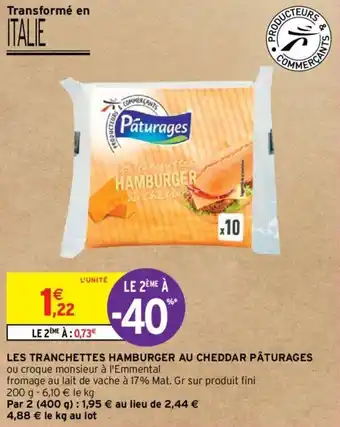 Intermarché Hyper LES TRANCHETTES HAMBURGER AU CHEDDAR PÂTURAGES offre