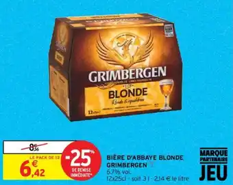 Intermarché Hyper BIÈRE D'ABBAYE BLONDE GRIMBERGEN offre