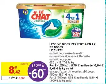 Intermarché Hyper LESSIVE DISCS L'EXPERT 4 EN 1 X 25 DOSES LE CHAT(b) offre